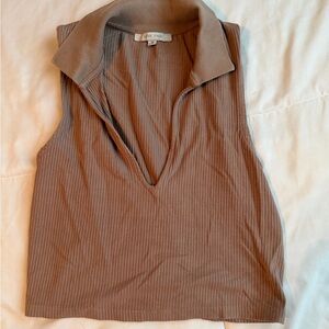 Love Tree Women's Brown Ribbed Tank Top